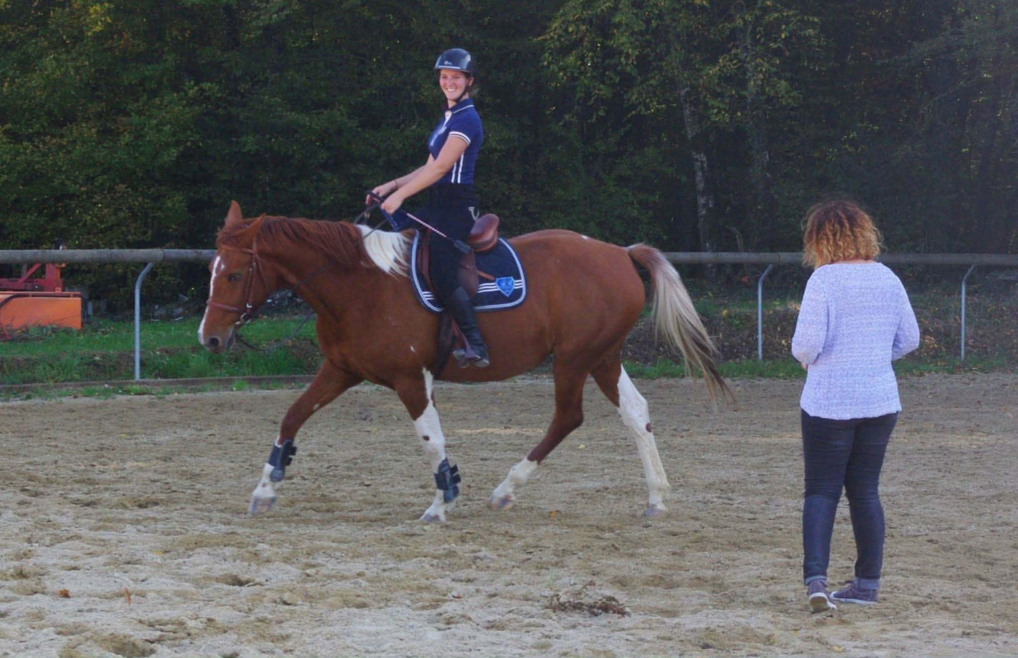 Cours d'équitation en carrière avec Sophie Martin en Saône-et-Loire